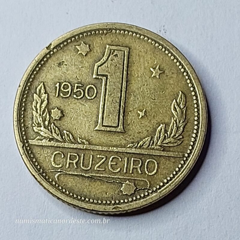 Moeda do Brasil de 1 Cruzeiro Ano 1950 - Mapa do Brasil