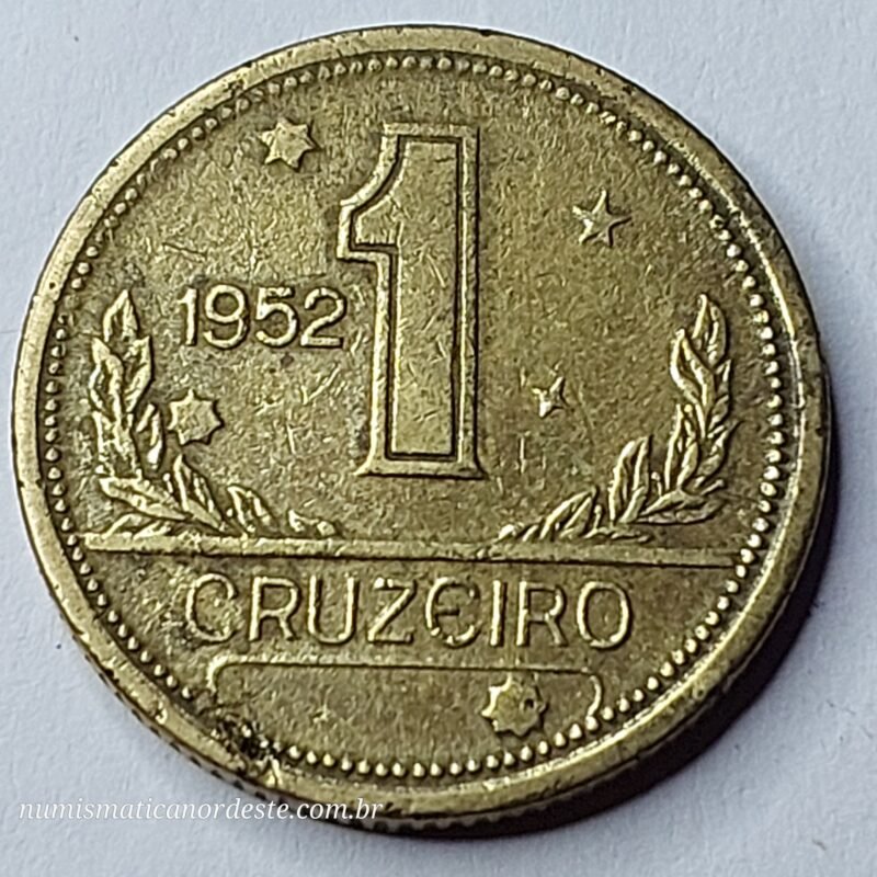 Moeda do Brasil de 1 Cruzeiro Ano 1952 - Mapa do Brasil