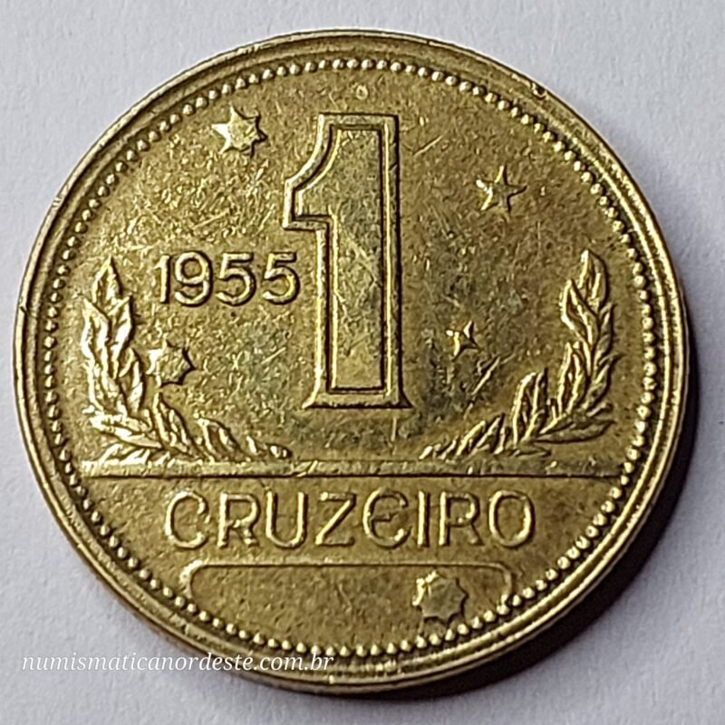 Moeda do Brasil de 1 Cruzeiro Ano 1955 - Mapa do Brasil