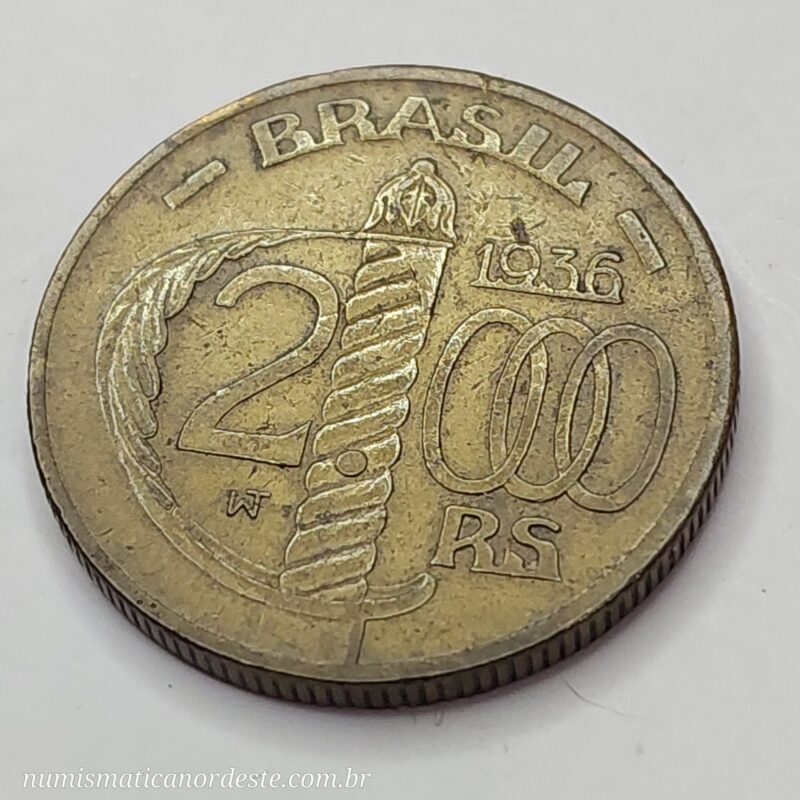 Moeda de 2.000 Réis do Brasil Ano 1936 - Duque de Caxias - Imagem 5