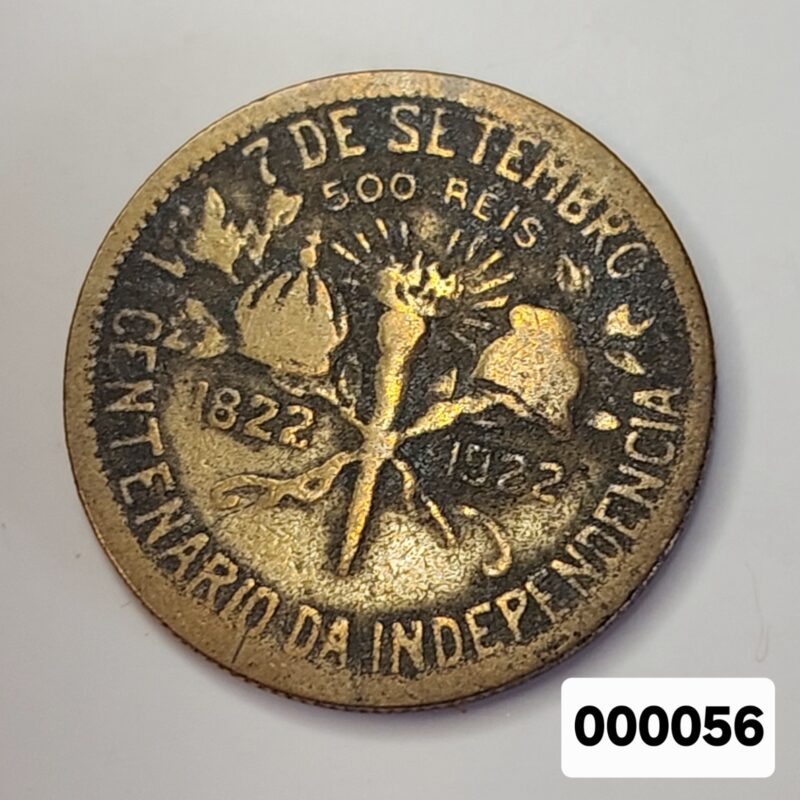 Moeda de 500 Réis do Brasil Ano 1922 - Centenário da Independência do Brasil