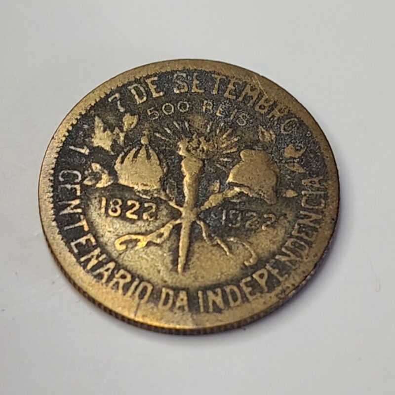 Moeda de 500 Réis do Brasil Ano 1922 - Centenário da Independência do Brasil - Imagem 3