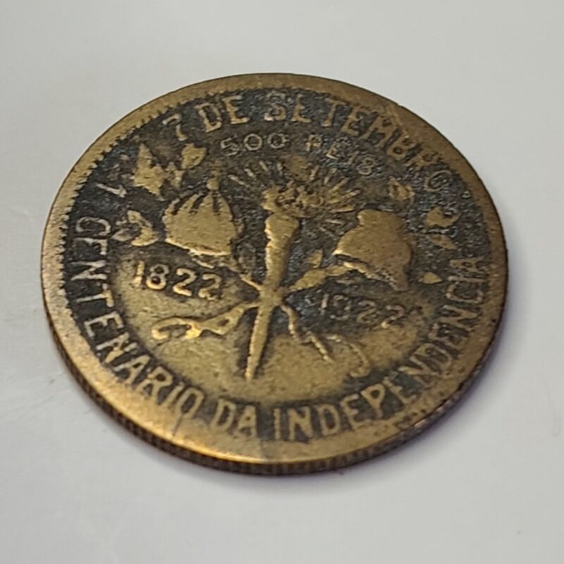 Moeda de 500 Réis do Brasil Ano 1922 - Centenário da Independência do Brasil - Imagem 5