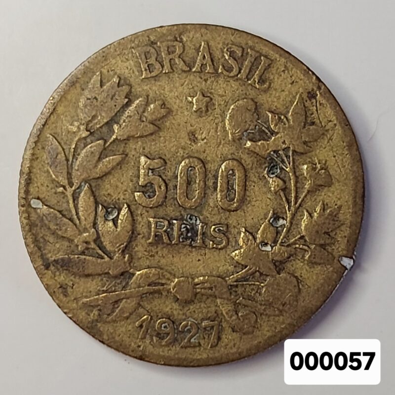 Moeda de 500 Réis do Brasil Ano 1927 - Símbolo da Fortuna