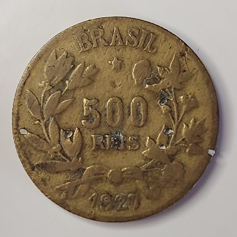Moeda de 500 Réis do Brasil Ano 1927 - Símbolo da Fortuna - Imagem 3