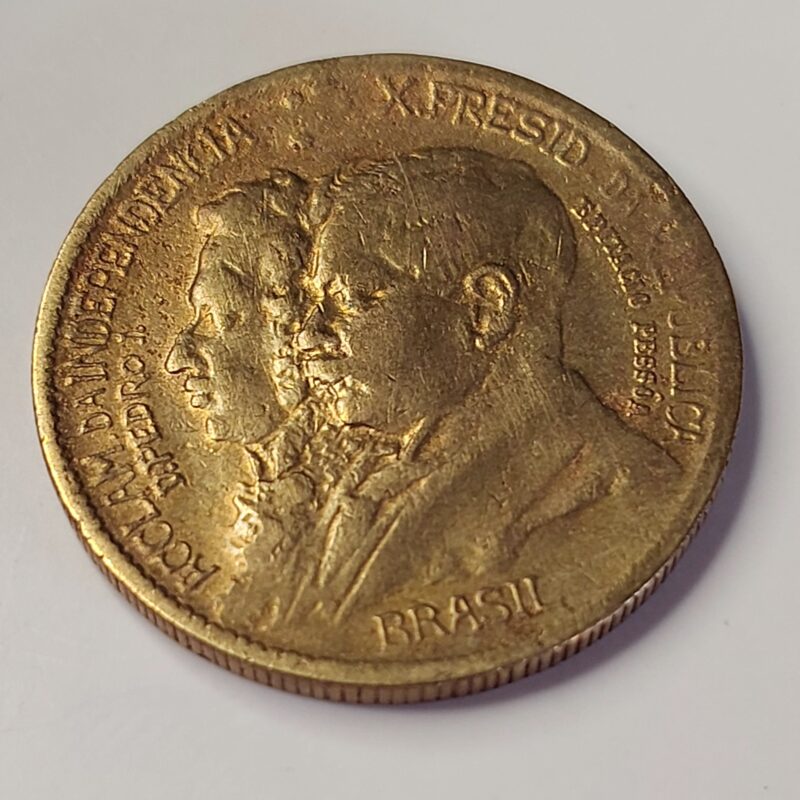 Moeda de 1.000 Réis do Brasil Ano 1922 - Centenário da Independência do Brasil - Imagem 4