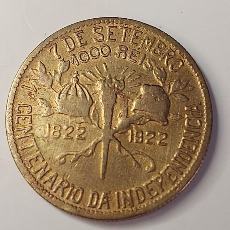 Moeda de 1.000 Réis do Brasil Ano 1922 - Centenário da Independência do Brasil - Imagem 5