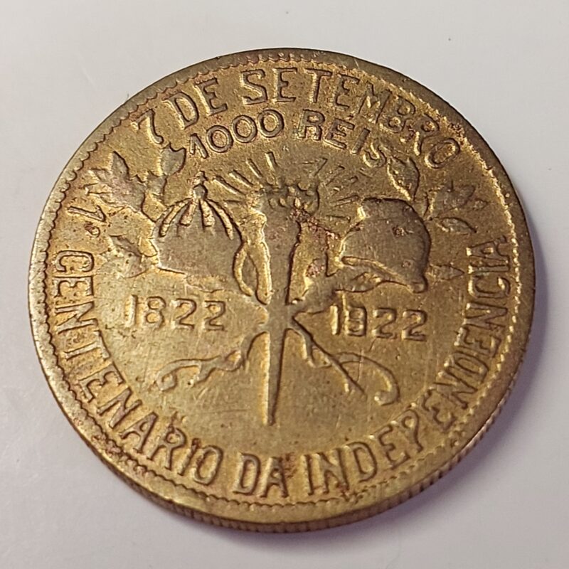 Moeda de 1.000 Réis do Brasil Ano 1922 - Centenário da Independência do Brasil - Imagem 3