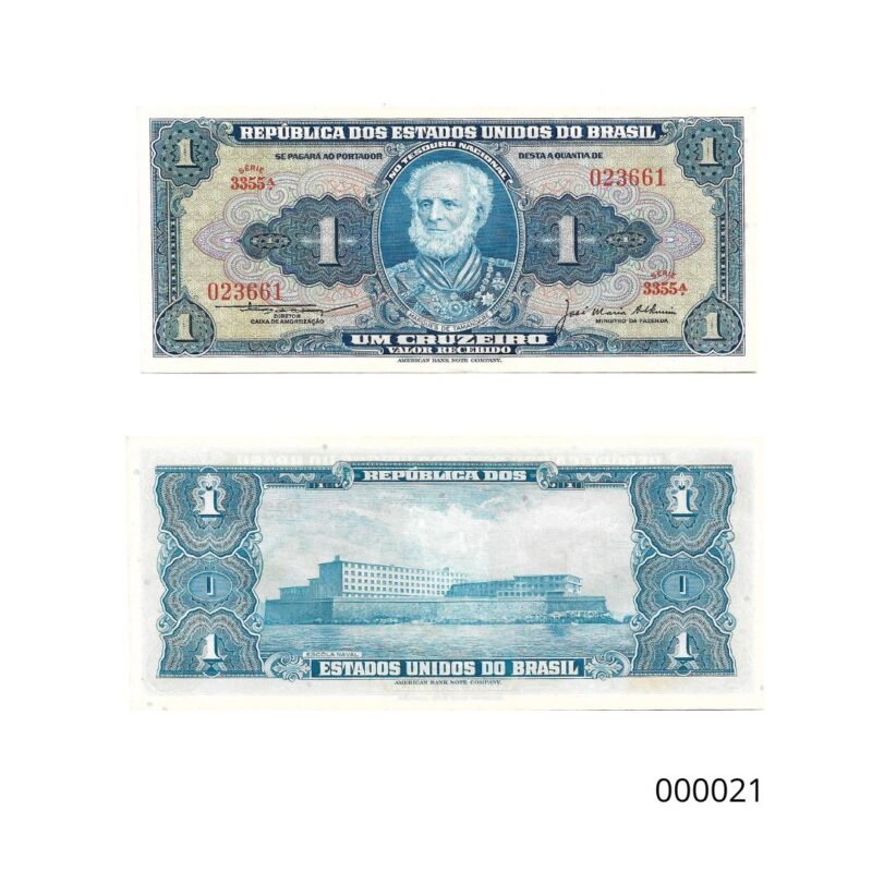 Cédula de 1 Cruzeiro (Cr$1) – Marquês de Tamandaré - 1ª Estampa