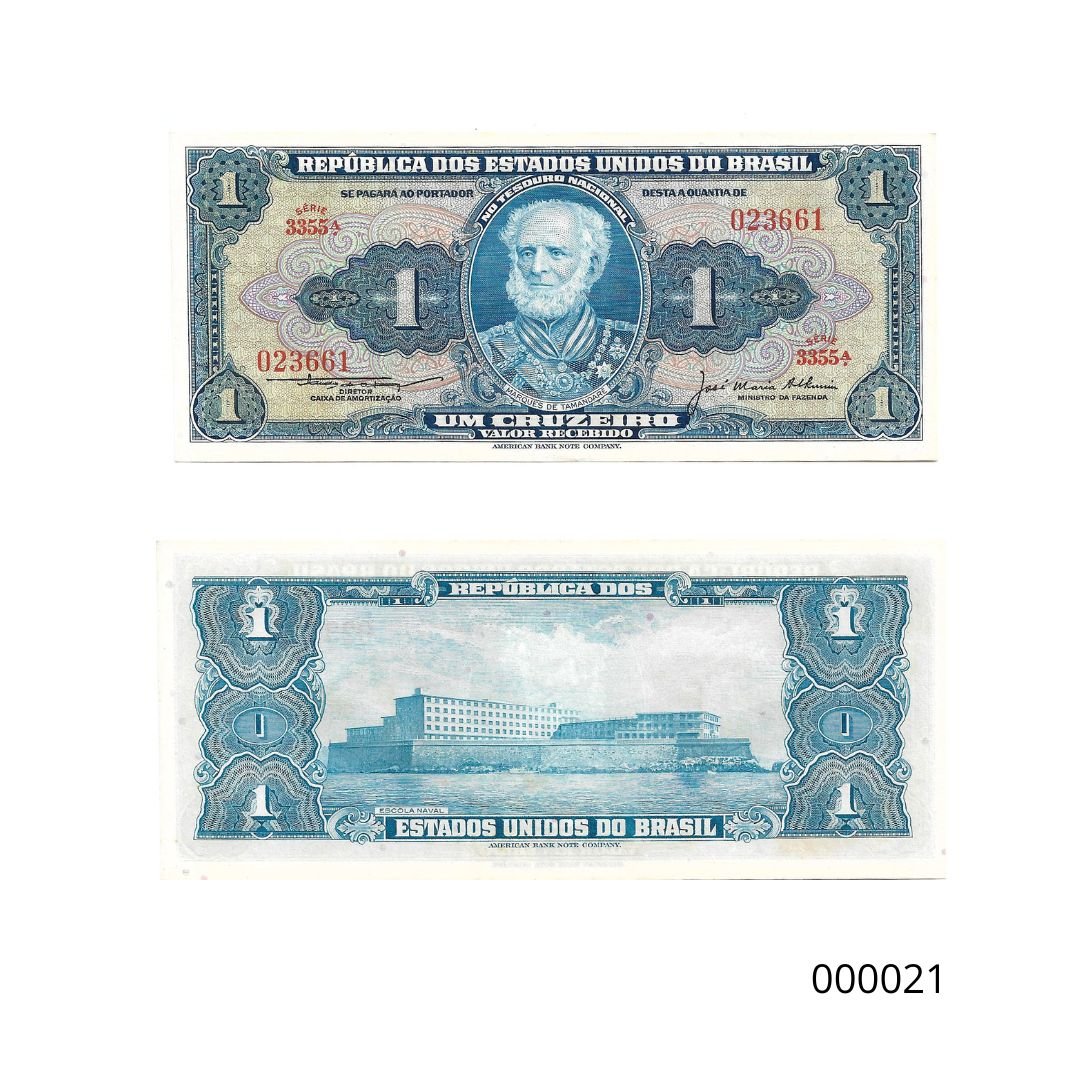 Cédula de 1 Cruzeiro (Cr$1) – Marquês de Tamandaré - 1ª Estampa
