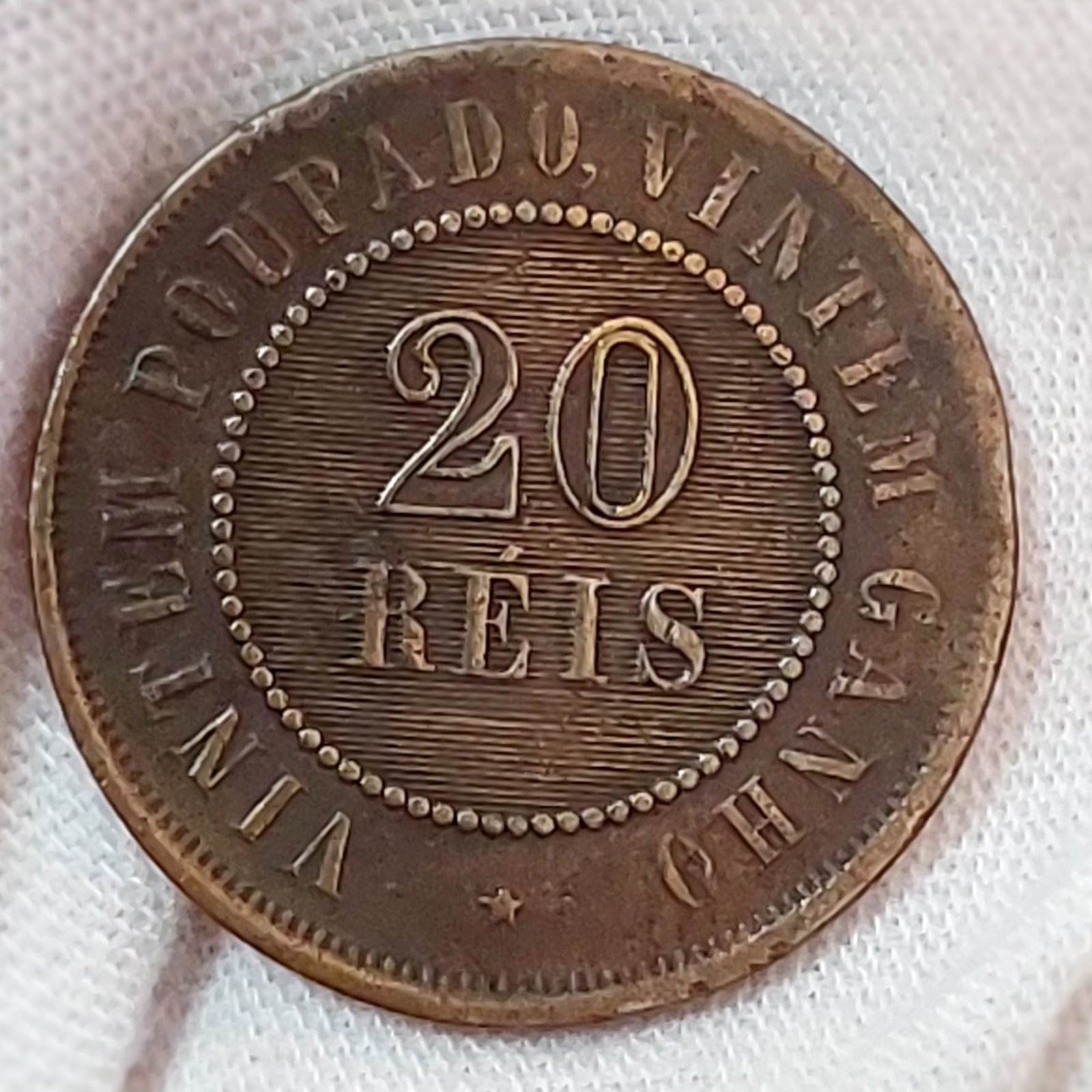 Moeda de 20 Réis do Brasil Ano 1894 - Vintém - Imagem 3