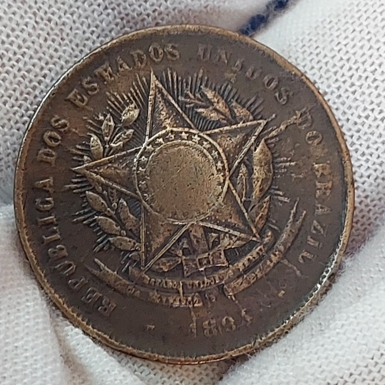 Moeda de 20 Réis do Brasil Ano 1894 - Vintém - Imagem 6