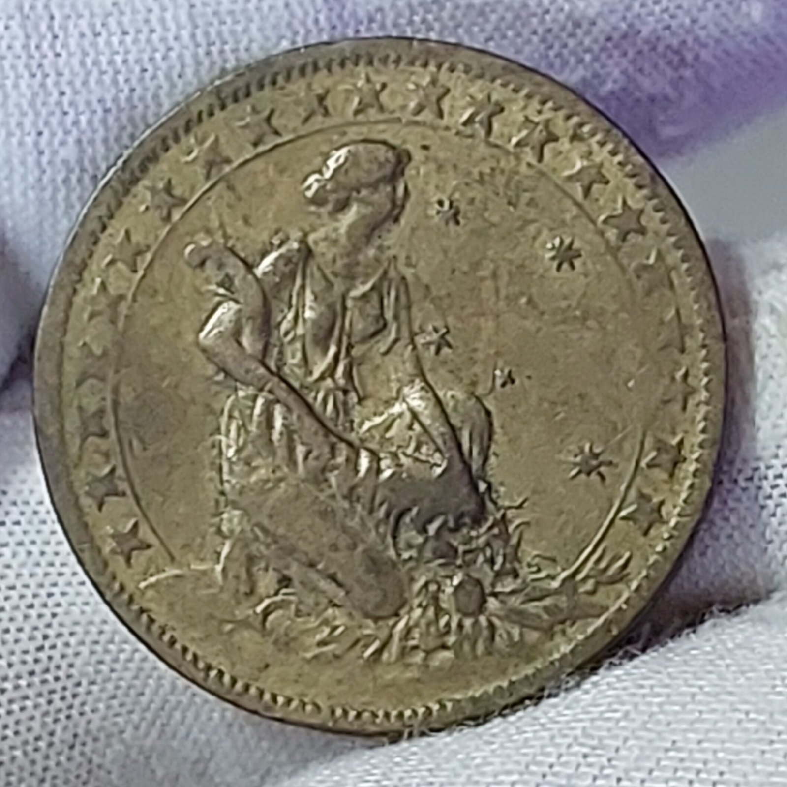 Moeda de 1.000 Réis Ano 1927 - Símbolo da Fortuna - Imagem 4