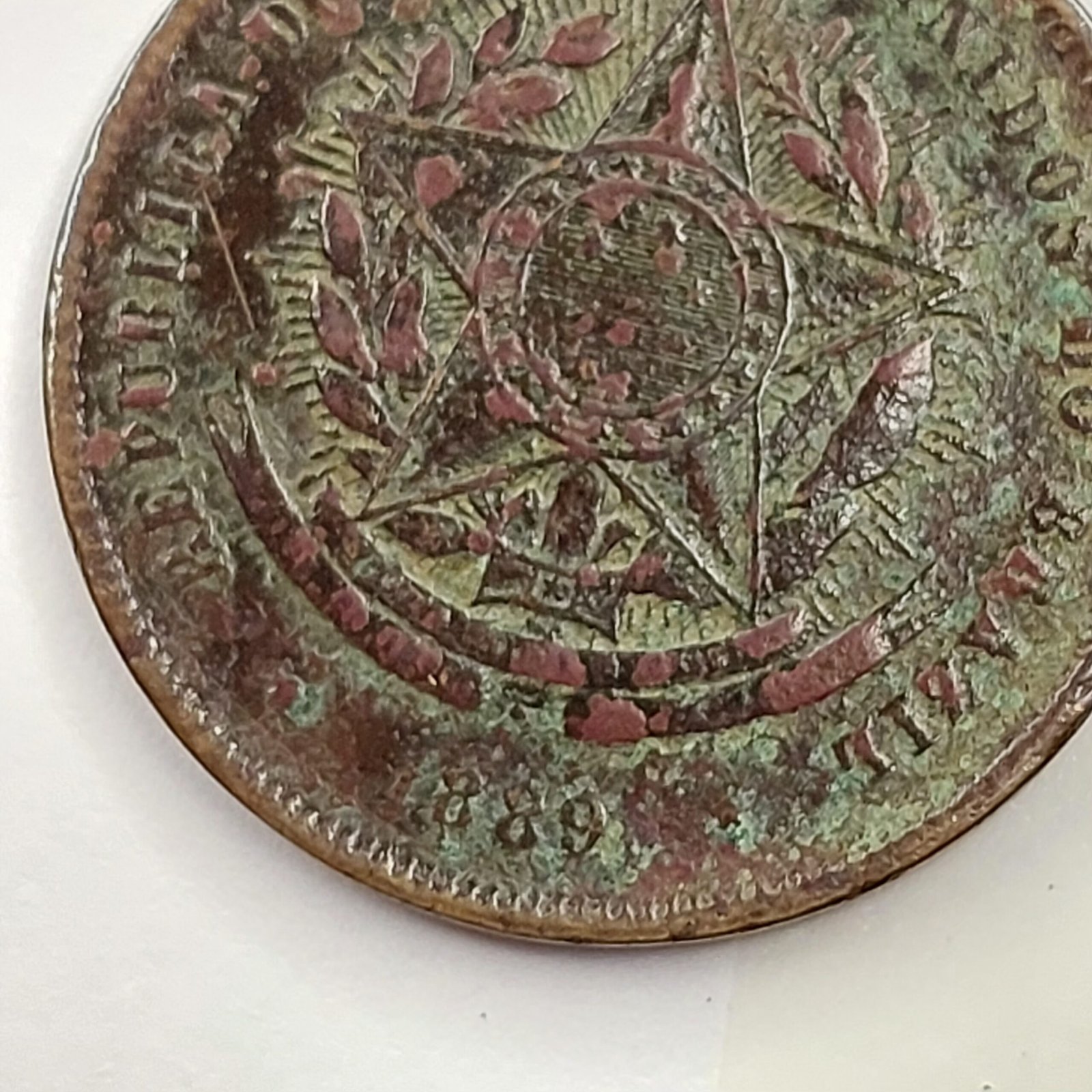 Moeda de 20 Réis do Brasil Ano 1889 - Vintém - Imagem 6