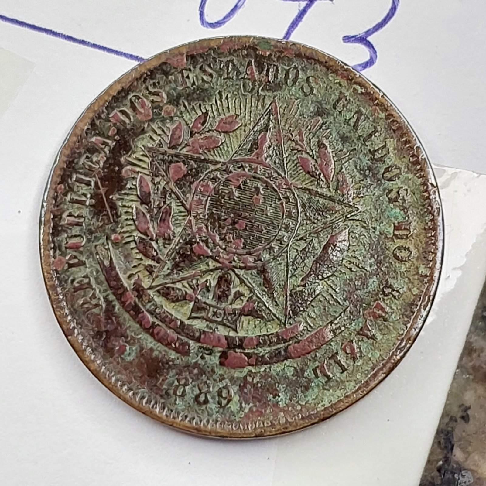 Moeda de 20 Réis do Brasil Ano 1889 - Vintém - Imagem 4