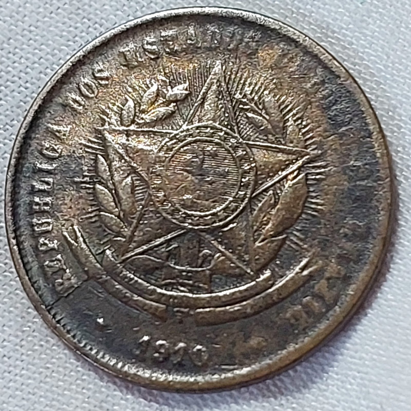 Moeda de 20 Réis do Brasil Ano 1910 - Vintém - Imagem 4