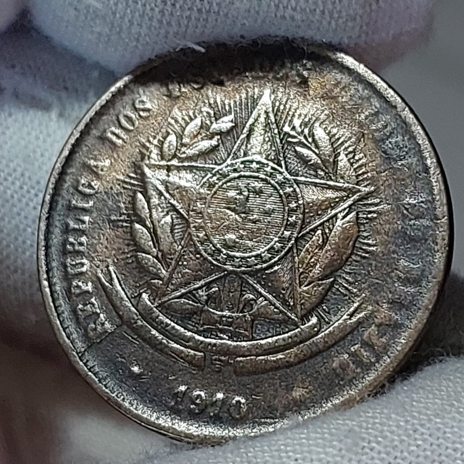 Moeda de 20 Réis do Brasil Ano 1910 - Vintém - Imagem 6