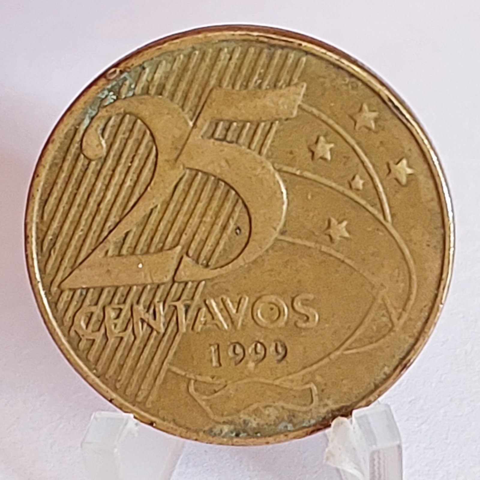 Moeda do Brasil 25 Centavos Ano 1999 - 2a. Família do Real - Imagem 3