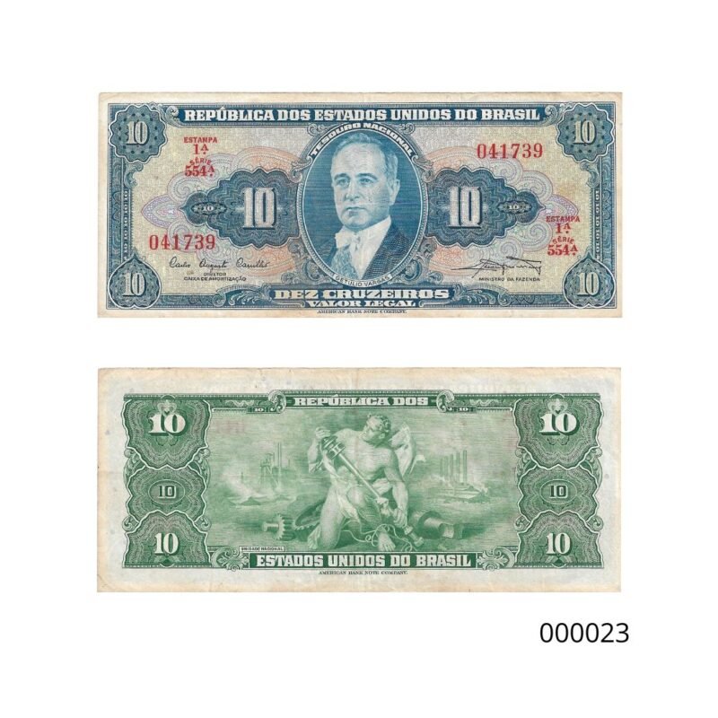 Cédula 10 Cruzeiros (Cr$10) – Getúlio Vargas - 1ª Estampa