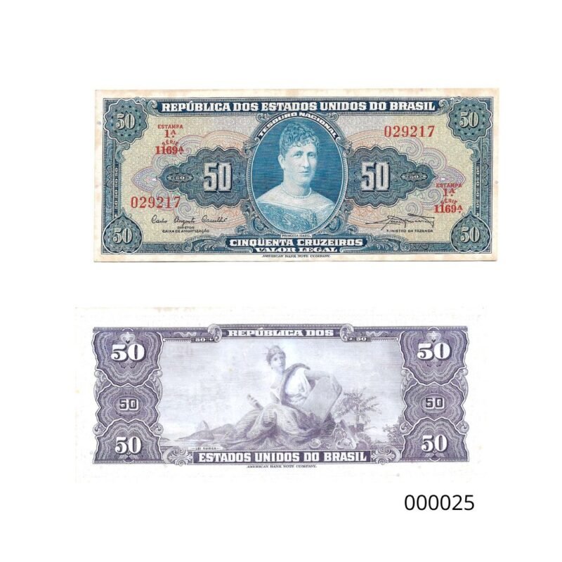 Cédula 50 Cruzeiros (Cr$50) – Princesa Isabel – 1ª Estampa