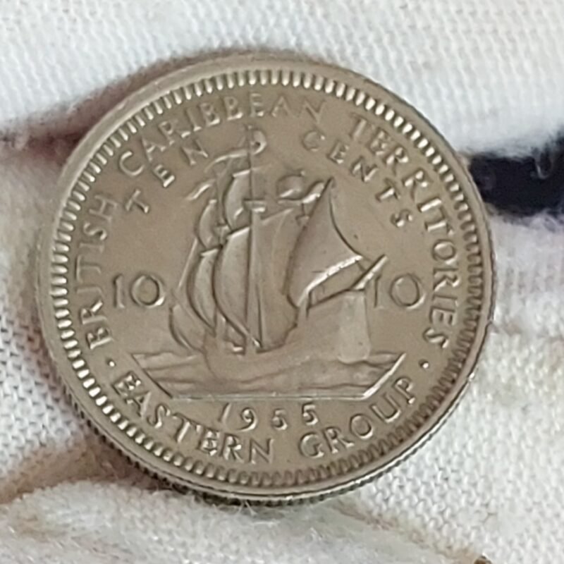 Moeda de 10 Cêntimos dos Estados do Caribe Oriental Ano 1955