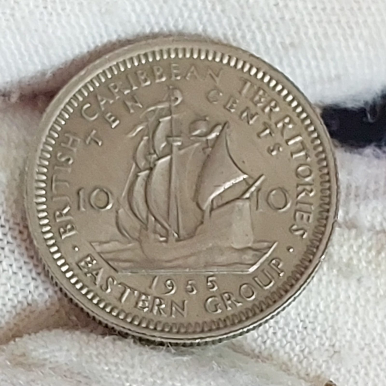 Moeda de 10 Cêntimos dos Estados do Caribe Oriental Ano 1955