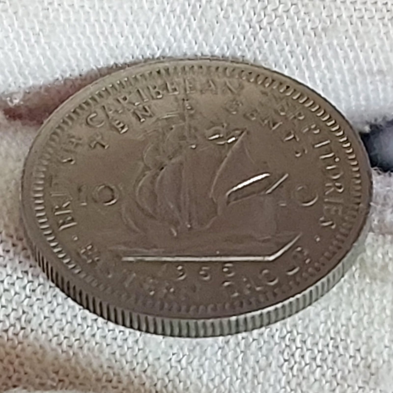 Moeda de 10 Cêntimos dos Estados do Caribe Oriental Ano 1955 - Imagem 4