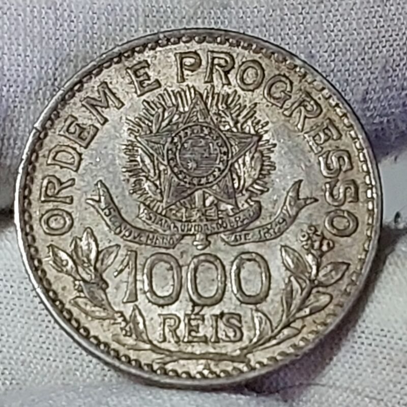 Moeda de 1.000 Réis Ano 1913 - Prata 0,900 - Estrelas Soltas