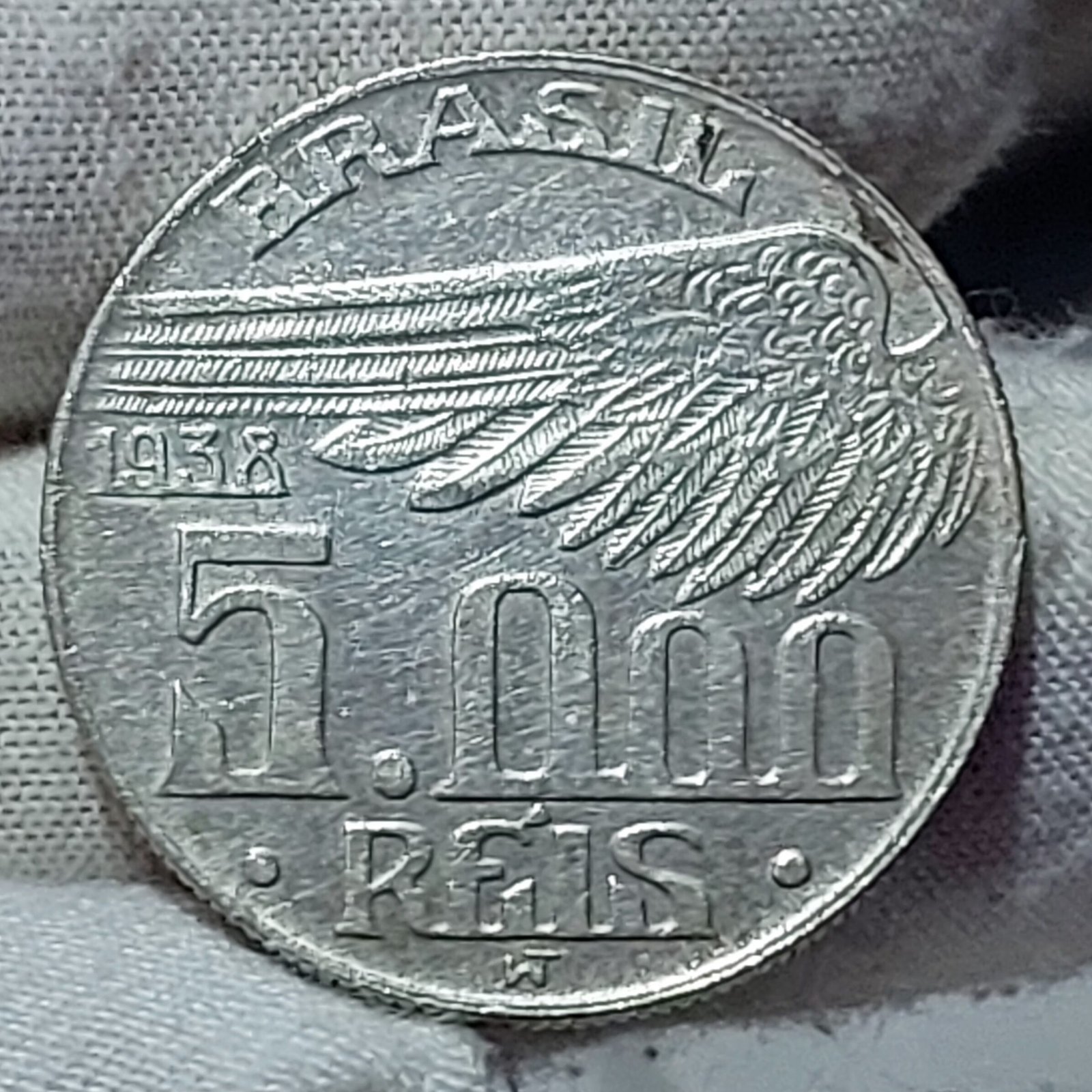 Moeda de 5.000 Réis Ano 1938 - Santos Dumont