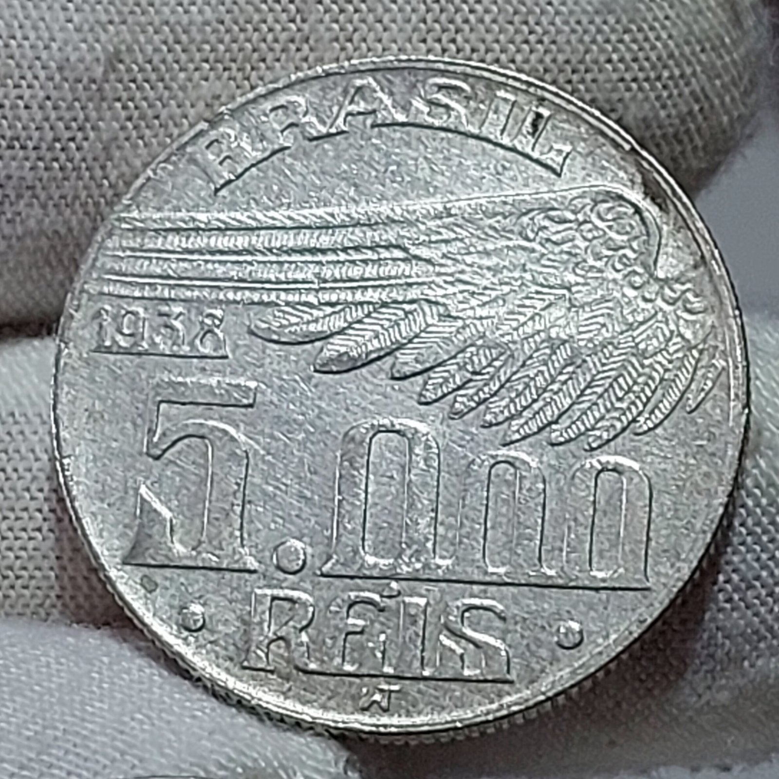 Moeda de 5.000 Réis Ano 1938 - Santos Dumont - Imagem 3