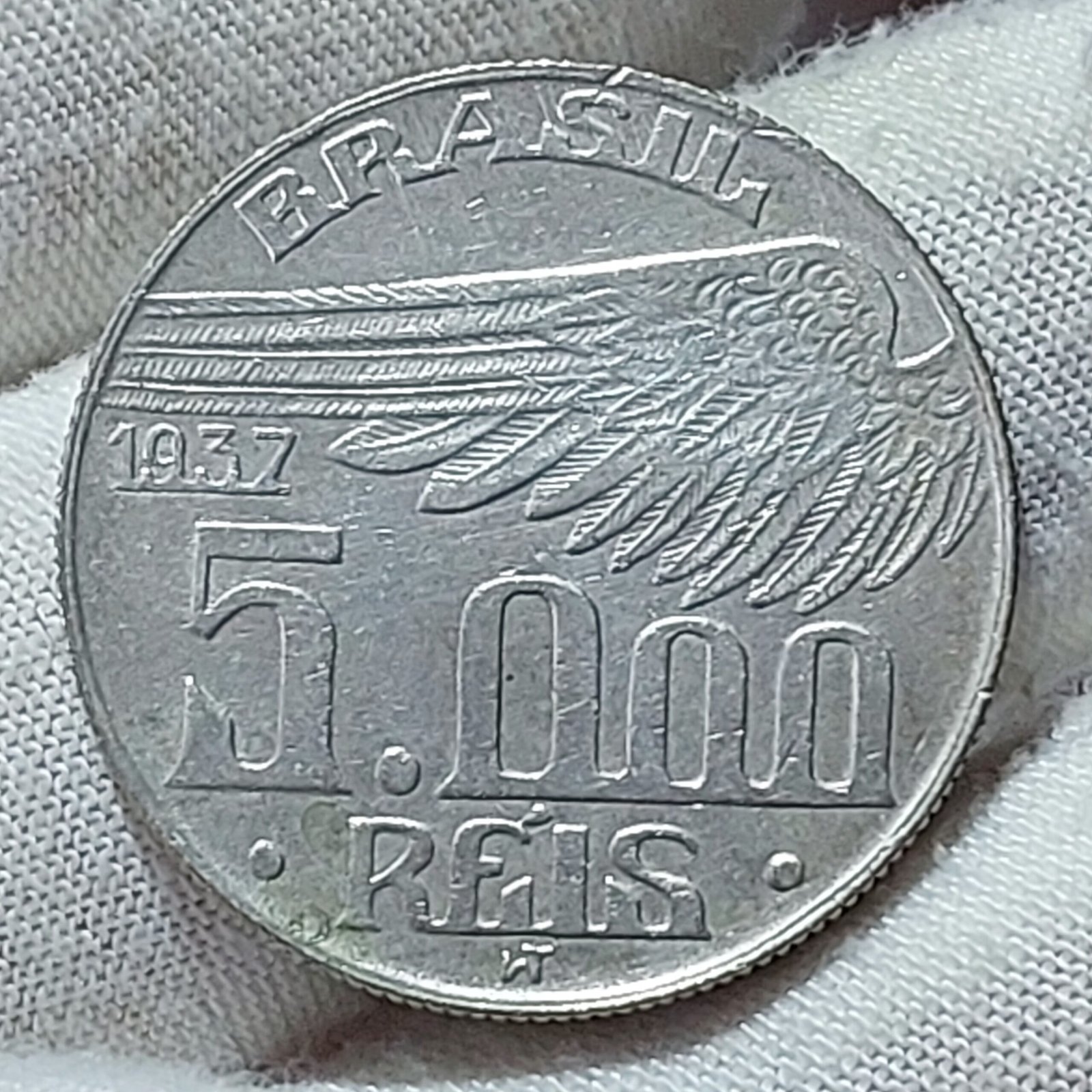 Moeda de 5.000 Réis Ano 1937 - Santos Dumont