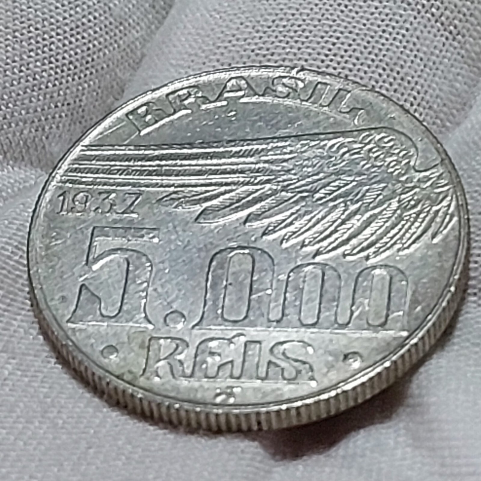 Moeda de 5.000 Réis Ano 1937 - Santos Dumont - Imagem 5