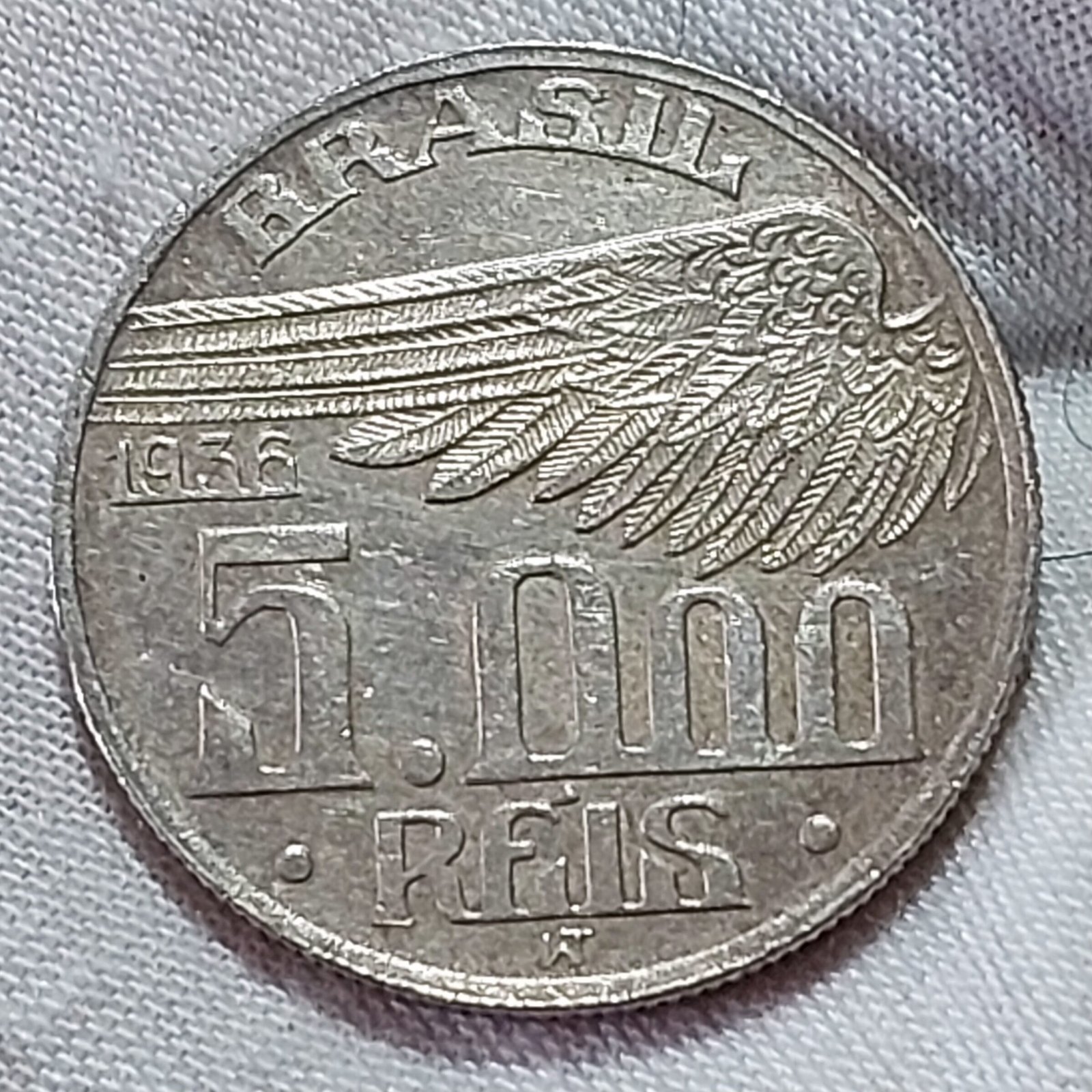 Moeda de 5.000 Réis Ano 1936 - Santos Dumont