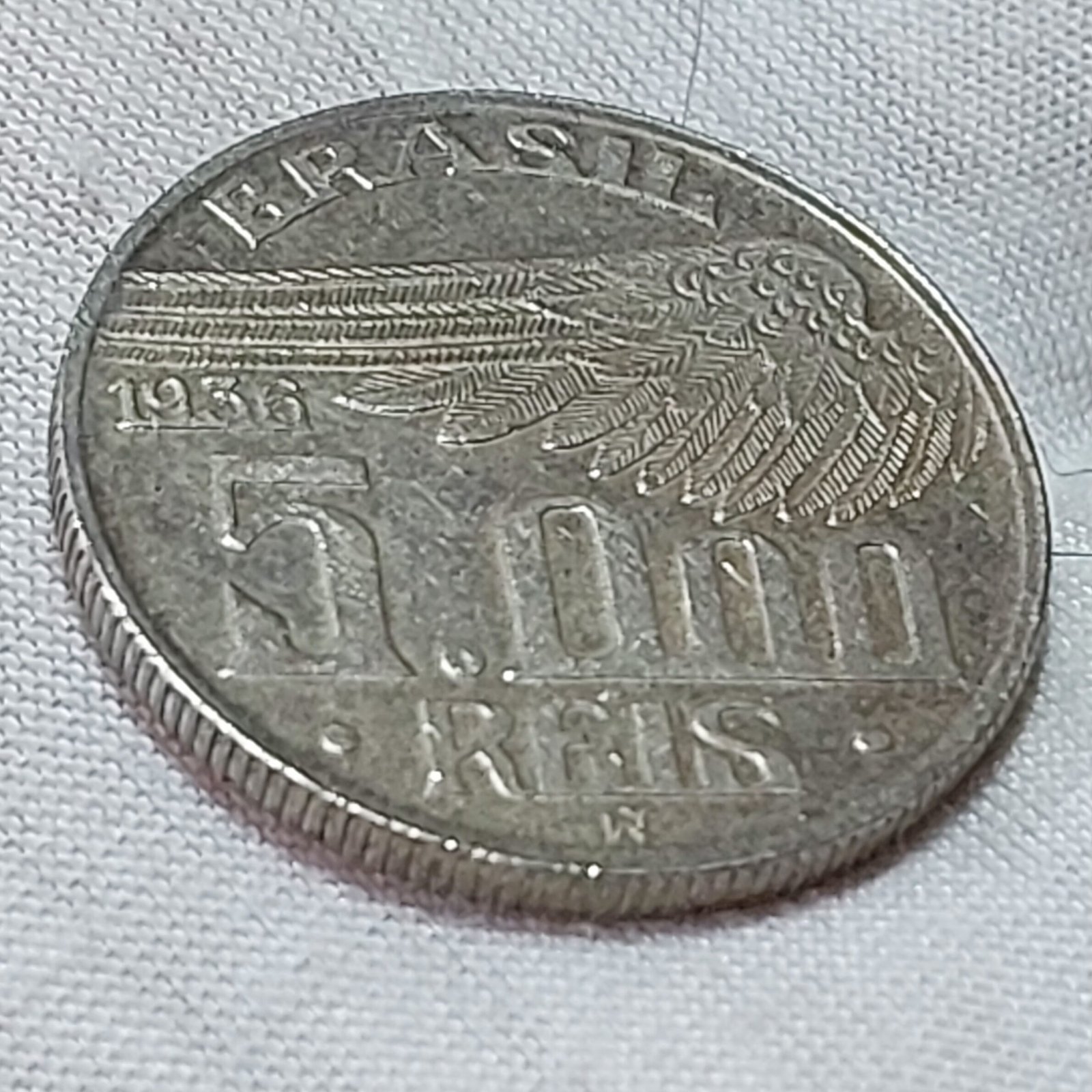 Moeda de 5.000 Réis Ano 1936 - Santos Dumont - Imagem 3