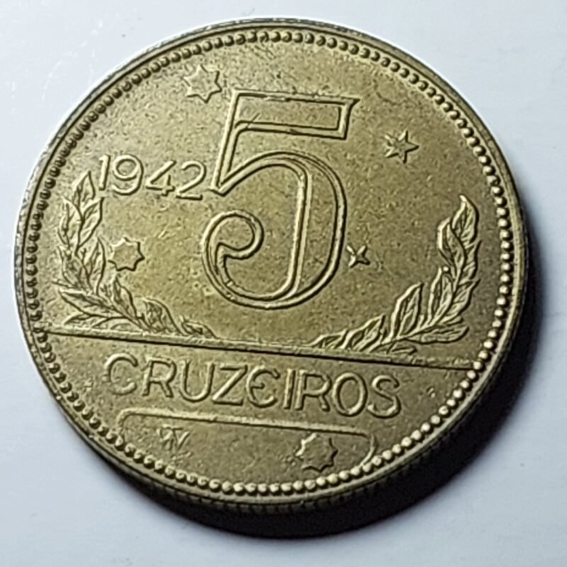 Moeda de 5 Cruzeiros Ano 1942 - Mapa do Brasil