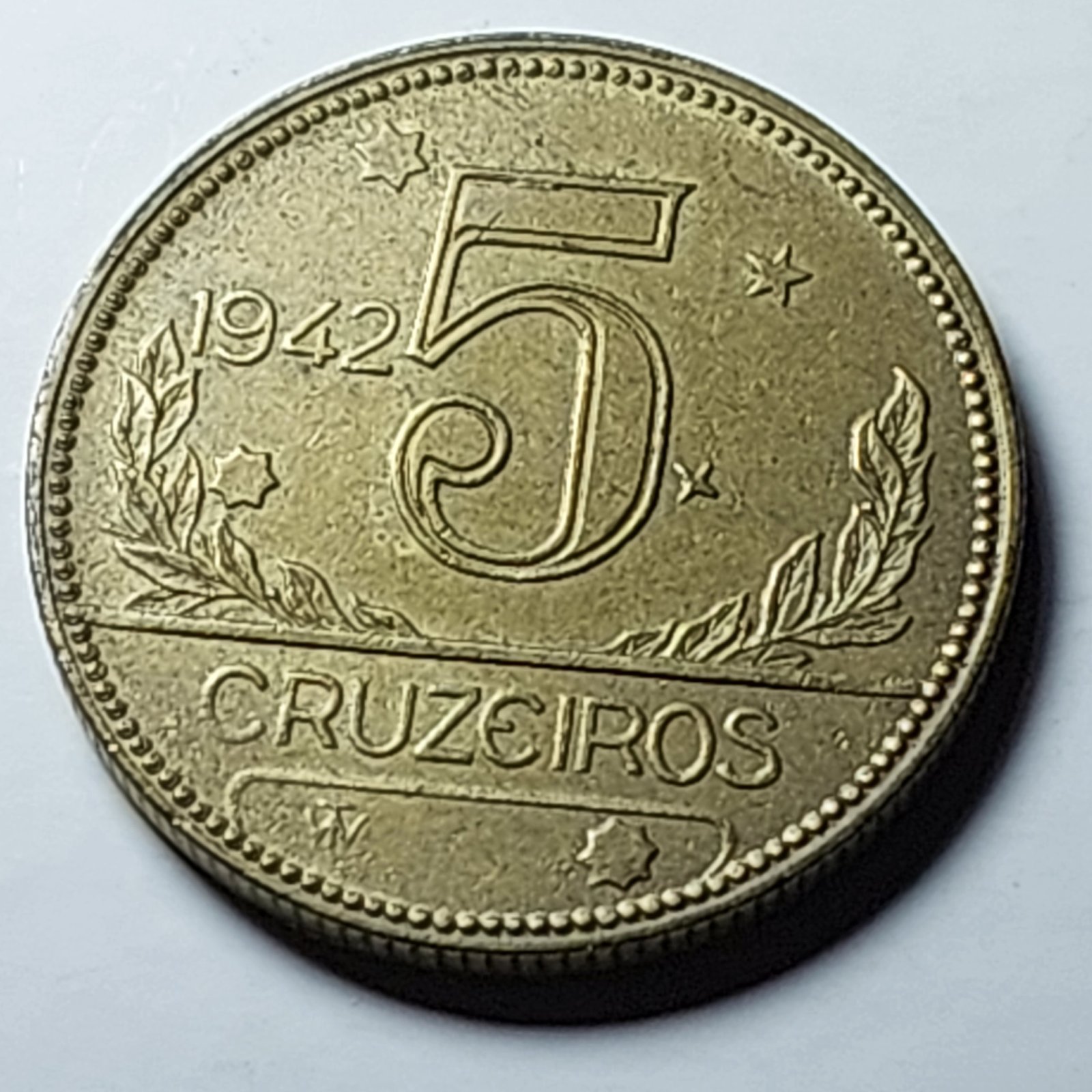 Moeda de 5 Cruzeiros Ano 1942 - Mapa do Brasil - Imagem 3