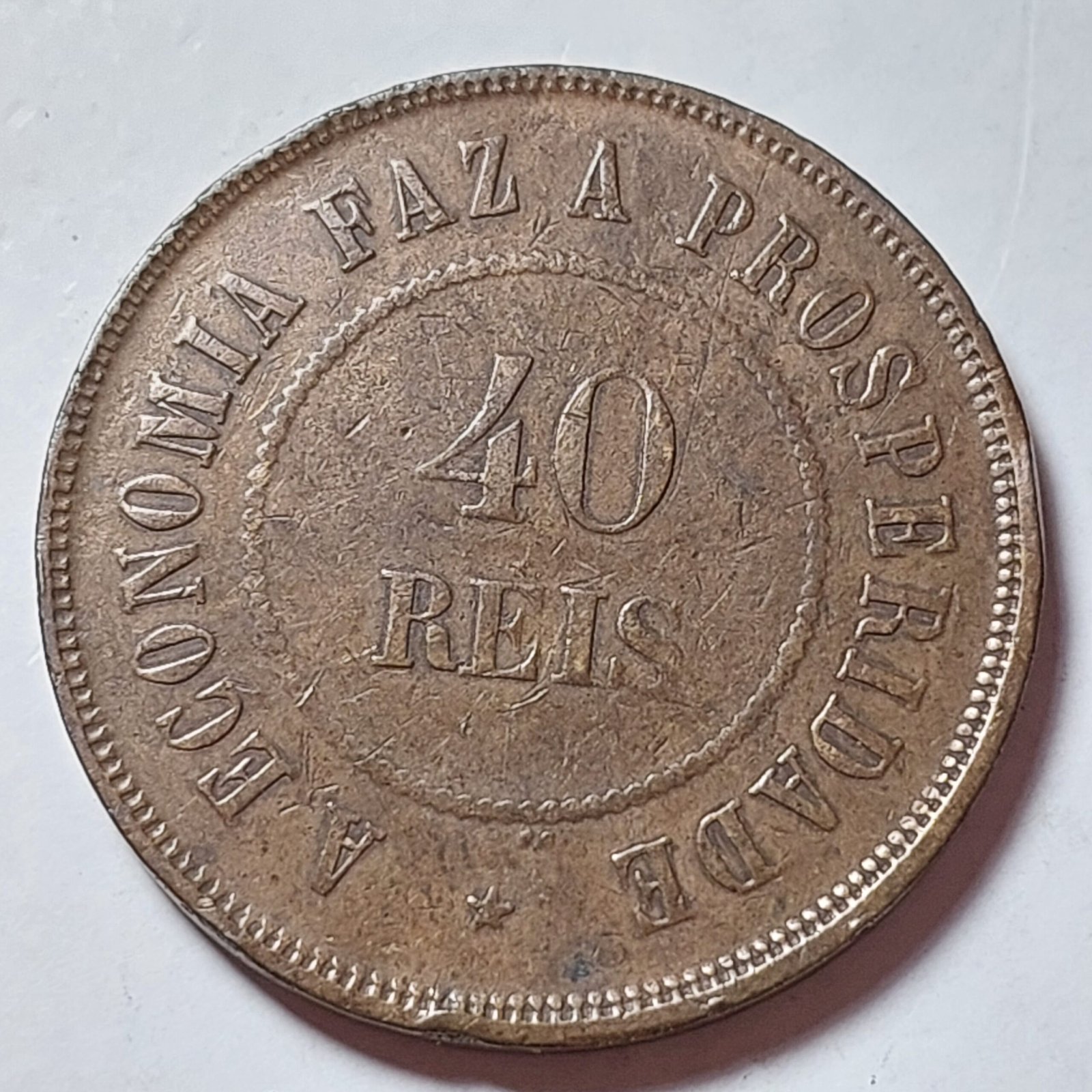Moeda de 40 Réis Ano 1908 - Brasil República