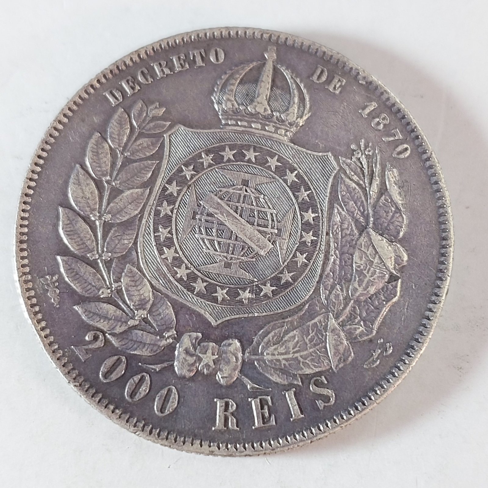 Moeda 2.000 Réis Ano 1889 – Prata 0.917 | Império do Brasil | Circulação Antiga - Imagem 3