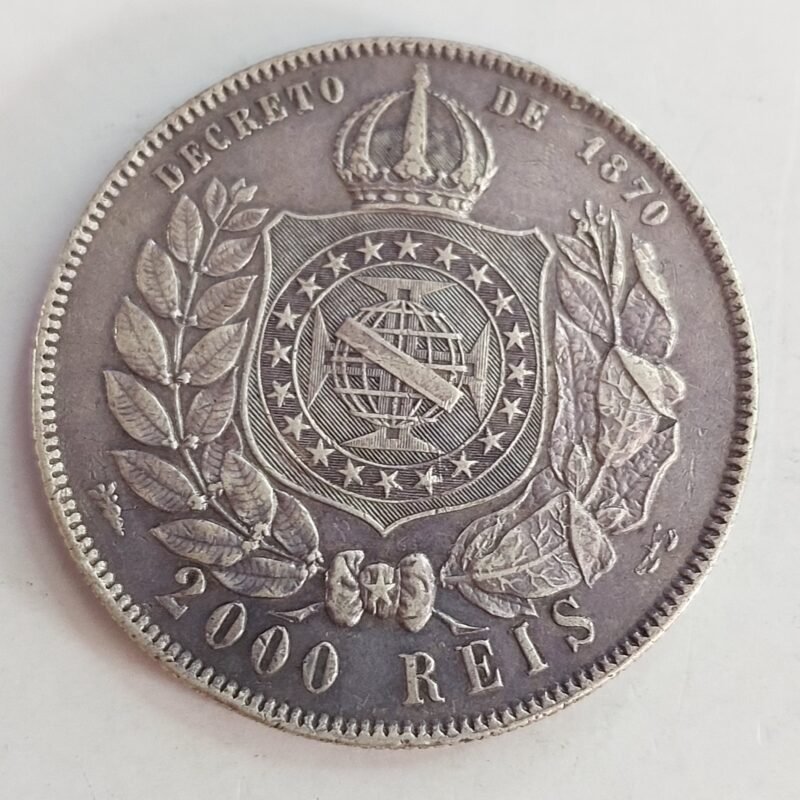 Moeda 2.000 Réis Ano 1889 – Prata 0.917 | Império do Brasil | Circulação Antiga