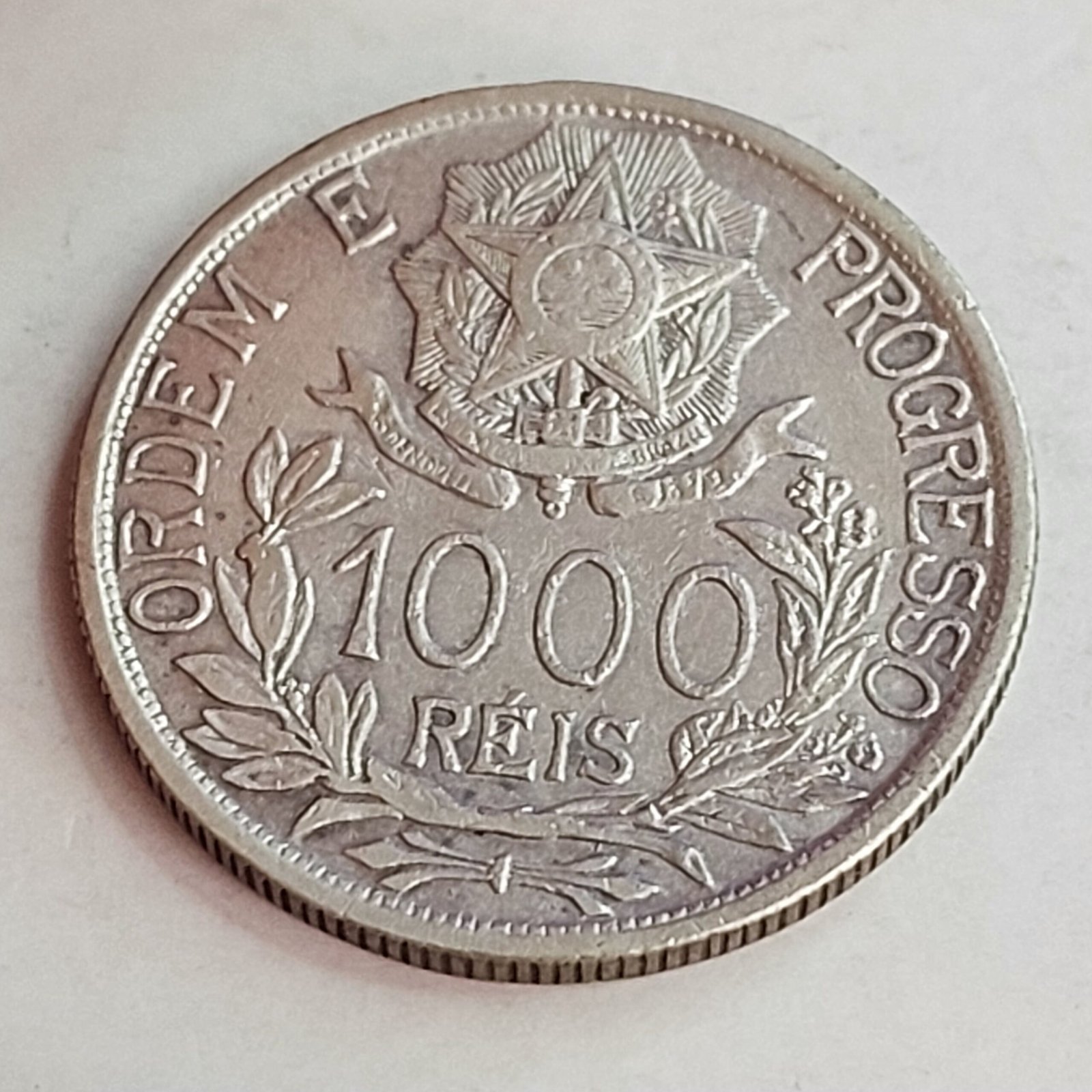 Moeda de 1.000 Réis Ano 1913 - Prata 0,900 - Estrelas Ligadas - Imagem 5