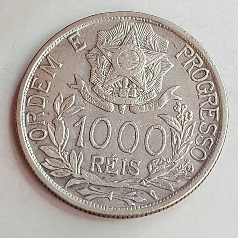 Moeda de 1.000 Réis Ano 1913 - Prata 0,900 - Estrelas Ligadas