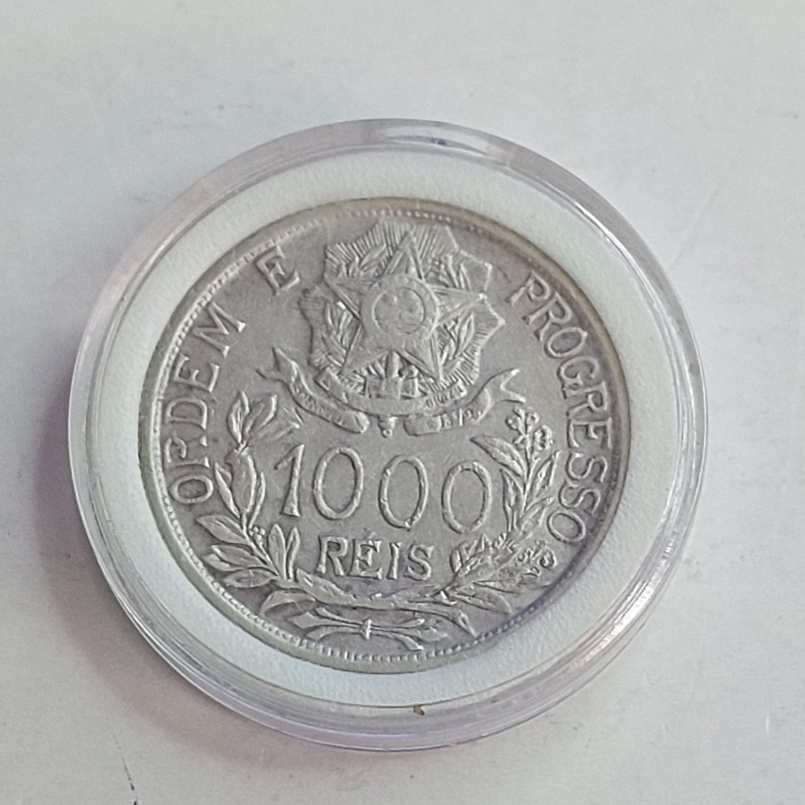 Moeda de 1.000 Réis Ano 1913 - Prata 0,900 - Estrelas Ligadas - Imagem 7