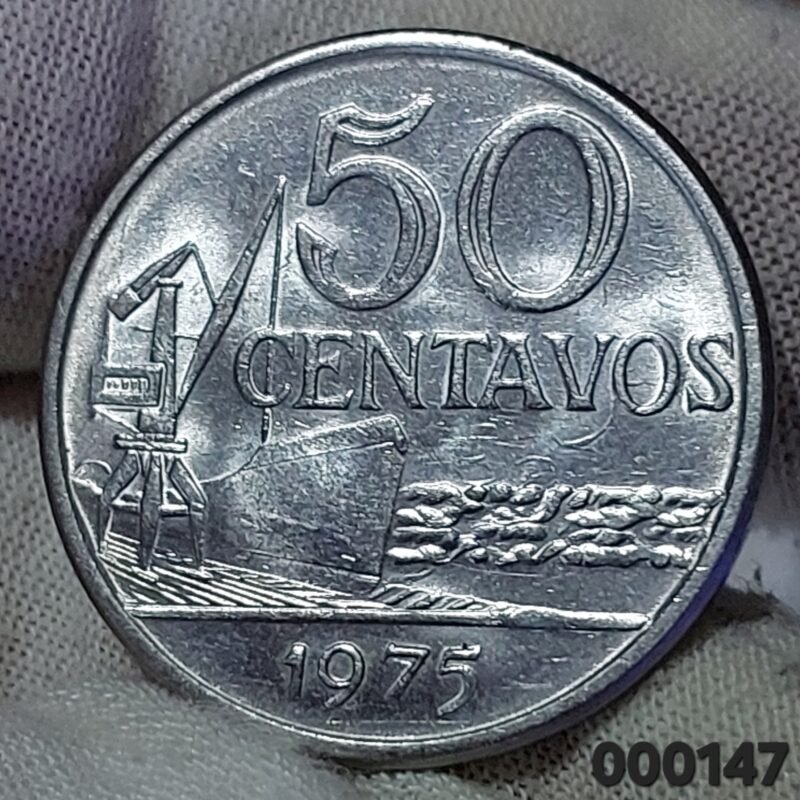 Moeda de 50 Centavos Ano 1975 - República do Brasil - Flor de Cunho