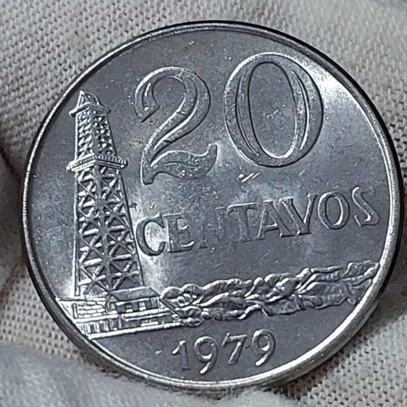 Moeda de 20 Centavos Ano 1979 - República do Brasil - Flor de Cunho