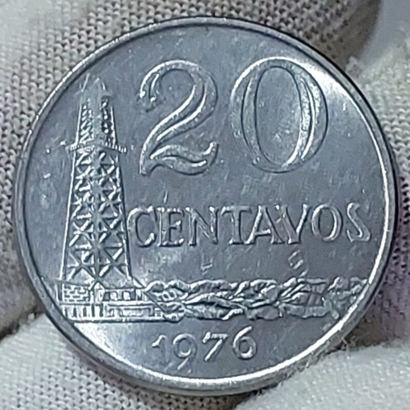 Moeda de 20 Centavos Ano 1976 - República do Brasil - Flor de Cunho