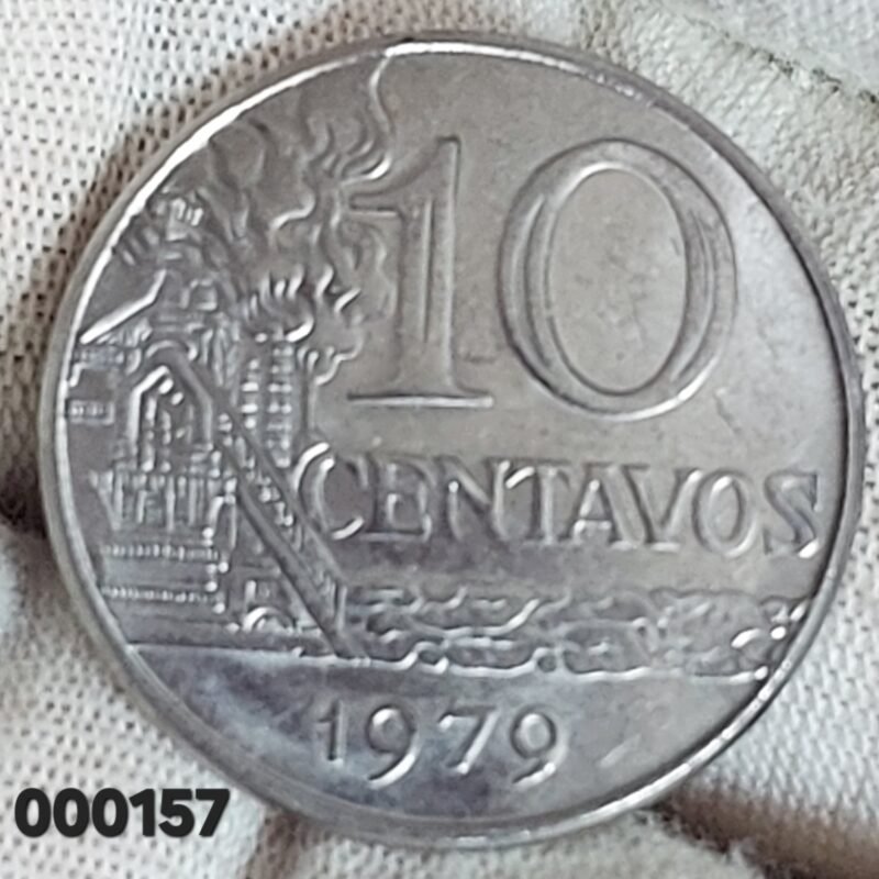 Moeda de 10 Centavos Ano 1979 - República do Brasil - Flor de Cunho