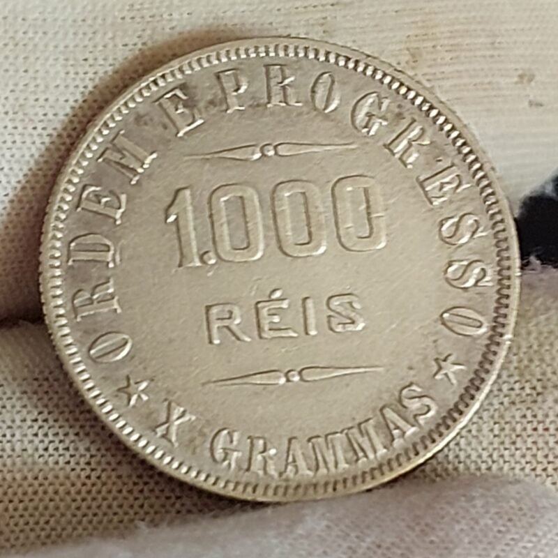 Moeda de 1.000 Réis do Brasil Ano 1910 - Prata 0,900