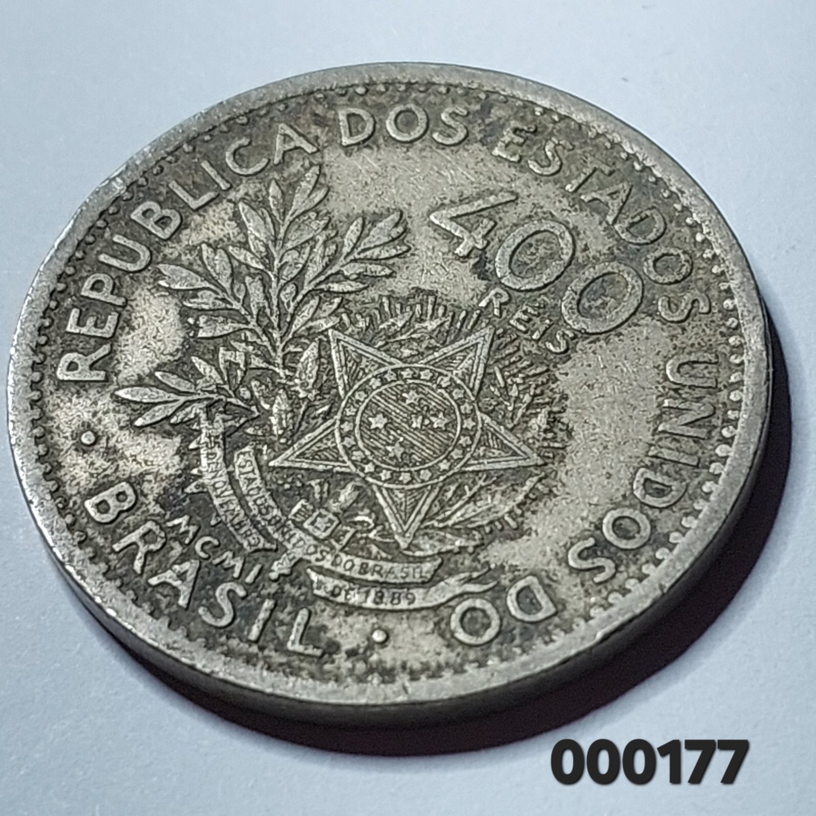 Moeda de 400 Réis do Brasil Ano 1901 - MCMI - Imagem 3