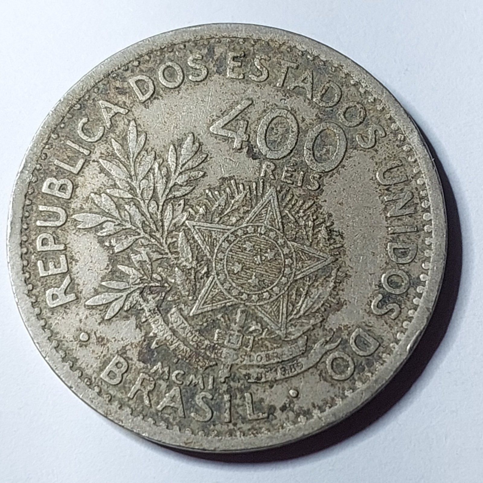 Moeda de 400 Réis do Brasil Ano 1901 - MCMI - Imagem 5