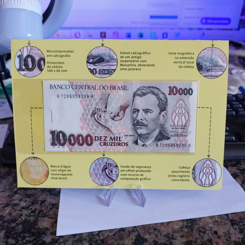Folder com Cédula de 10.000 Cruzeiros - Vital Brasil